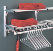 Glaro Coat Rack 8000BSA-60 - 60 Inches - Wall Mount - Double Shelf - Hooks  and Rod - Aluminum