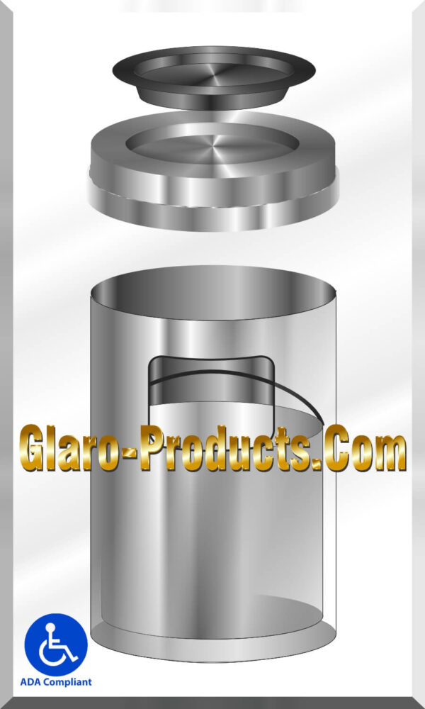 Glaro Satin Aluminum Combination Ash/Trash Receptacles with Large Side Opening