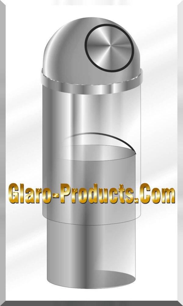 Glaro Dome Top Satin Aluminum Trash Receptacle with Self Closing Cover