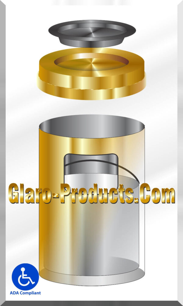 Glaro Satin Brass Combination Ash/Trash Receptacles with Large Side Opening